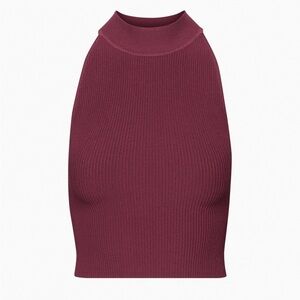 Babaton Sculpt Knit Mockneck Halter Top in Rhodon Pink | Size XL
